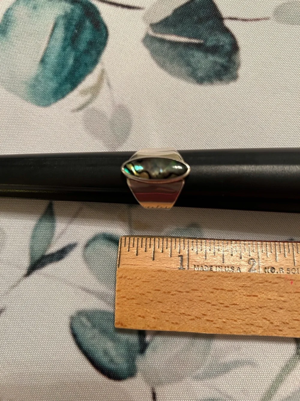 Marquise Abalone Inlay Sterling Silver Ring - Size 10.5